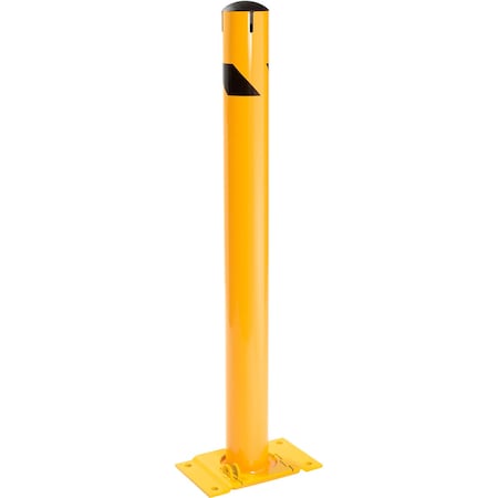 Global Industrial Steel Safety Bollard W/Chain Slots, Removable Base & Cap, 4.5ftftD x 48ftftH 670579